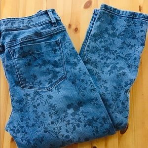 j Jill  jeans  with a muted floral pattern